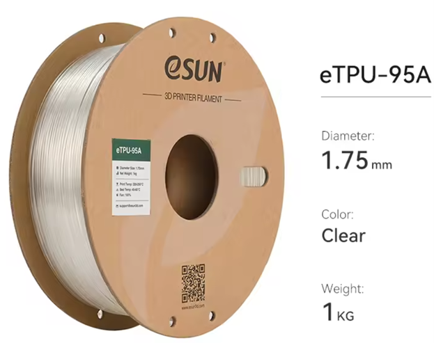 فیلامنت eTPU-95A شفاف (Clear) برند ایسان (eSUN) 1Kg