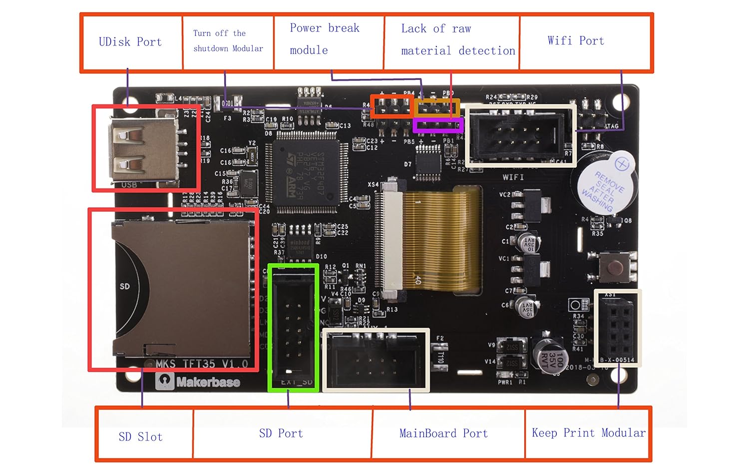 کنترلر و نمایشگر لمسی میکربیس مدل MKS TFT35 V1.0