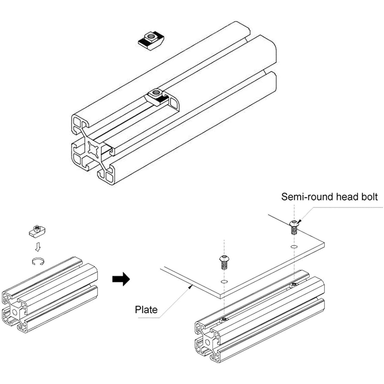 مهره T سایز M6 برای شیار 10