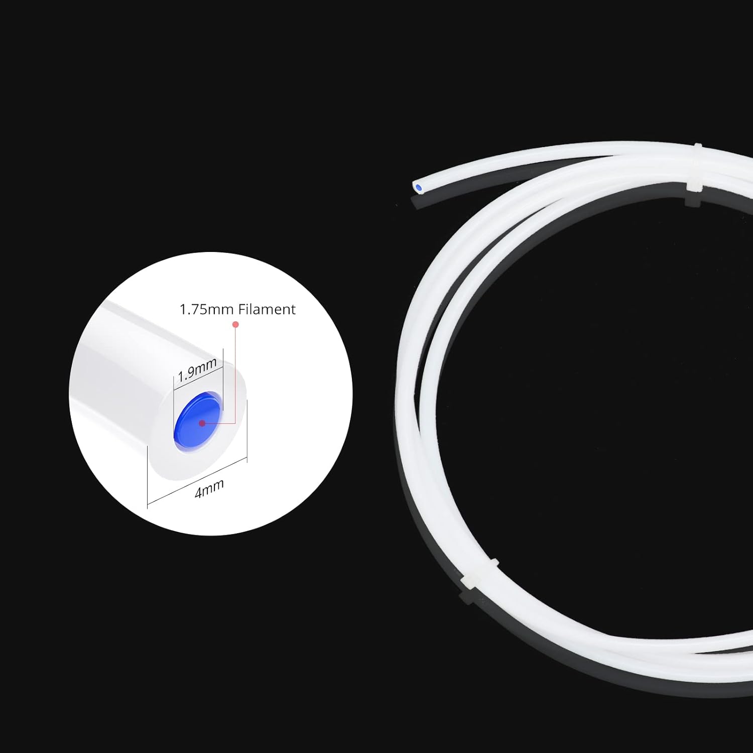 لوله تفلون PTFE قطر داخلی 2 و خارجی 4 میلیمتر طول یک متر