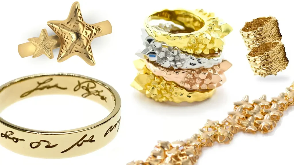 طلا و جواهرات پرینت شده با پریتر سه بعدی