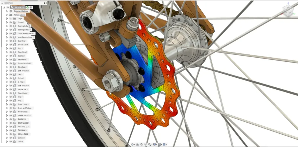 تحلیل تنش دیسک ترمز دوچرخه در نرمافزار طراحی سهبعدی (CAD)