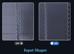 تاثیر روشن بودن Input Shaper روی کاهش ارتعاشات.