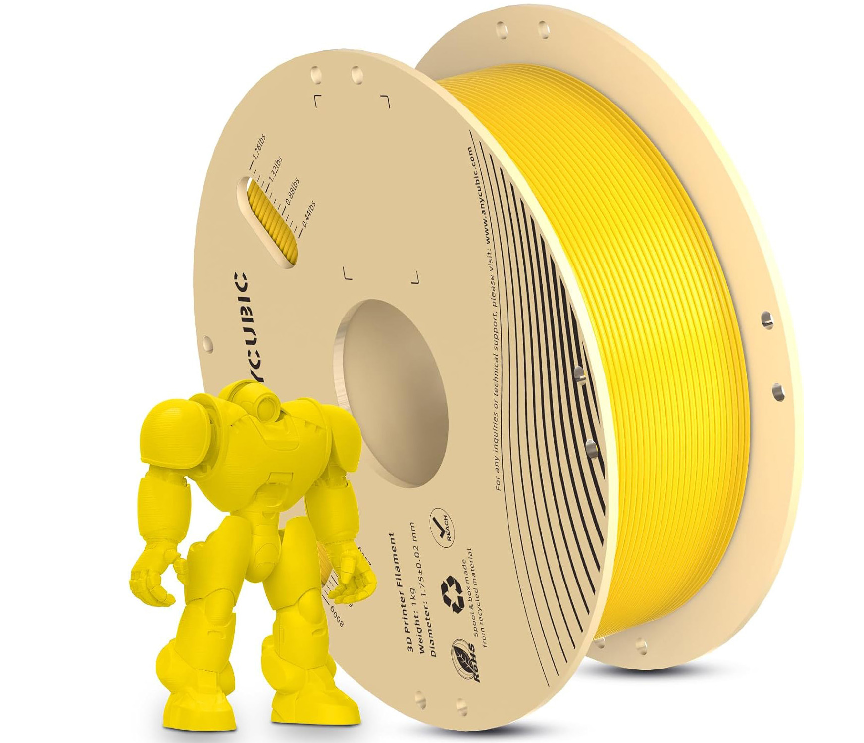 فیلامنت pla plus زرد (Vibrant Yellow) برند انیکیوبیک 1KG 