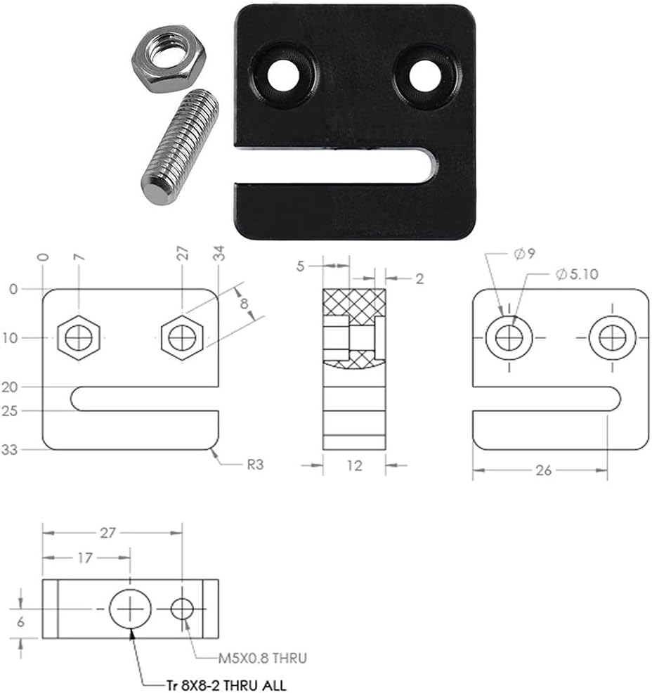 مهره لید اسکرو T8 anti-backlash 2mm