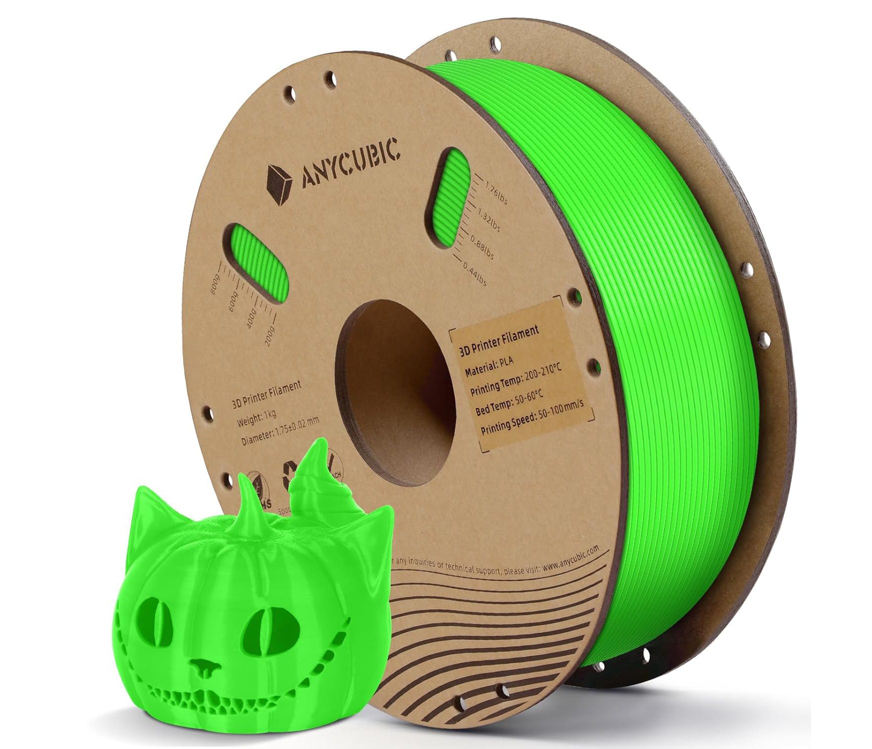 فیلامنت pla plus سبز (Green Flesh) برند انیکیوبیک 1KG 