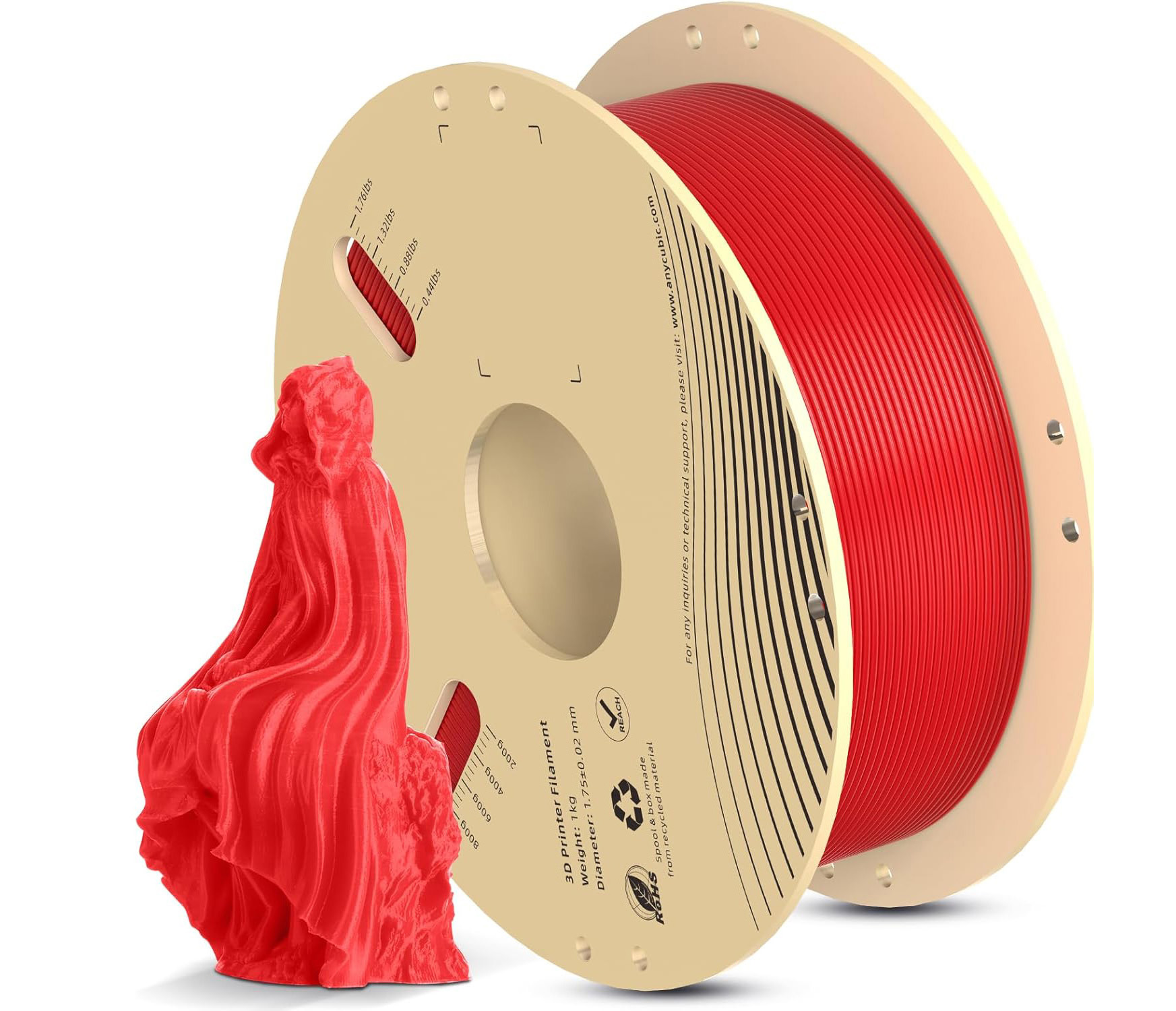 فیلامنت pla plus قرمز (Bright Red) برند انیکیوبیک 1KG 