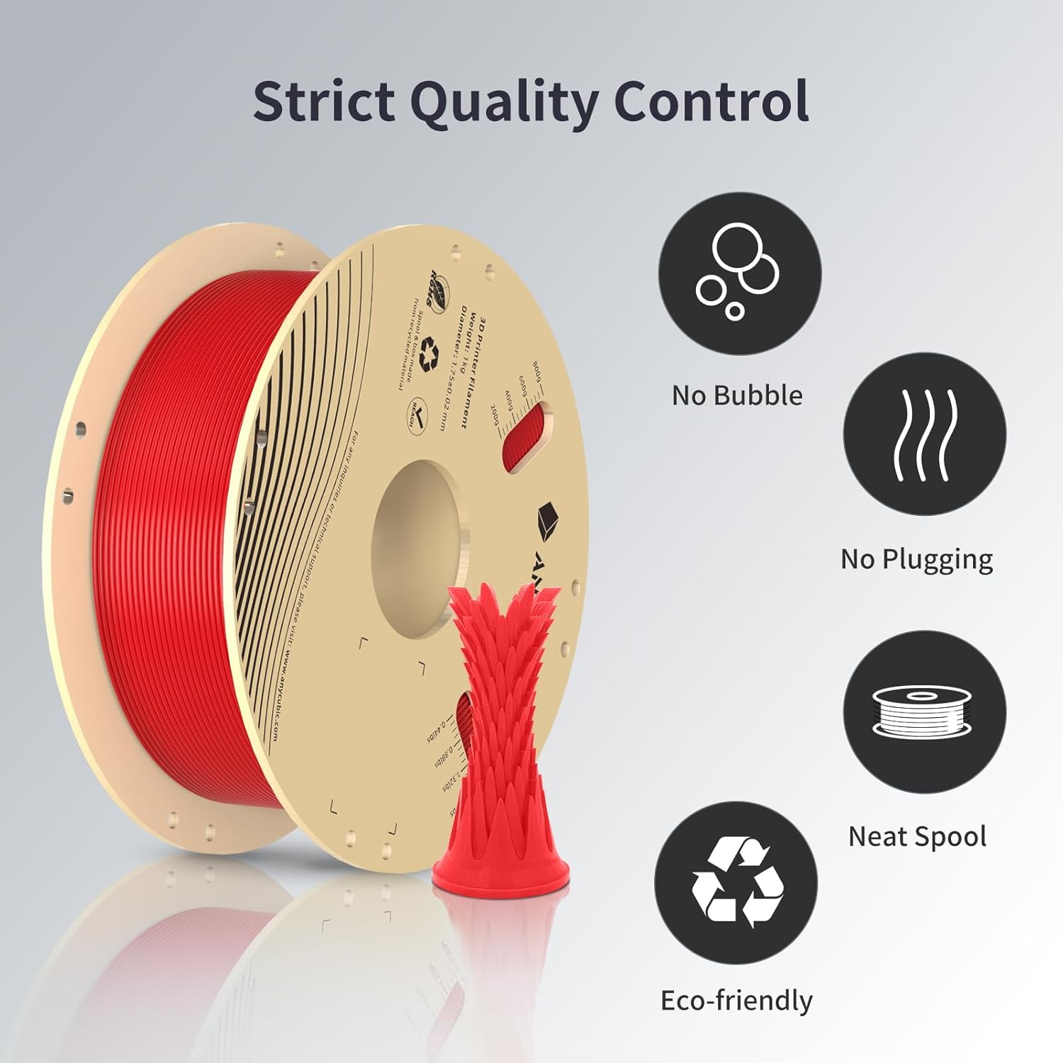 فیلامنت pla plus قرمز (Bright Red) برند انیکیوبیک 1KG 