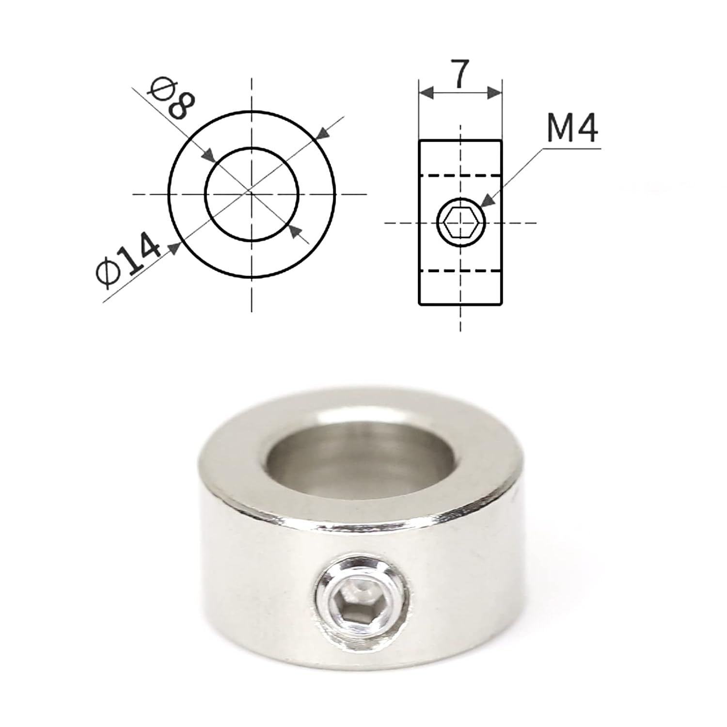 قفل کن شفت (shaft collar) مناسب شفت 8 میلیمتر